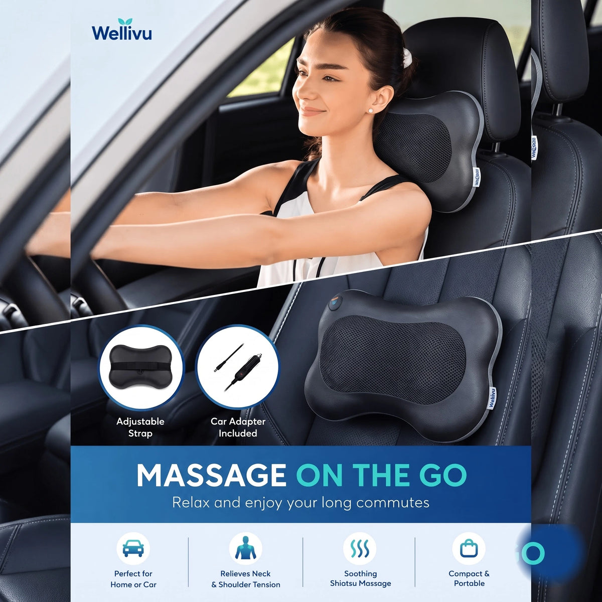 Wellivu™ Shiatsu Neck & Shoulder Massager With Heat | Wellivu.com