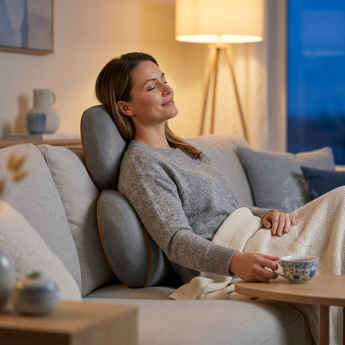 Relaxing at home with the neck pillow