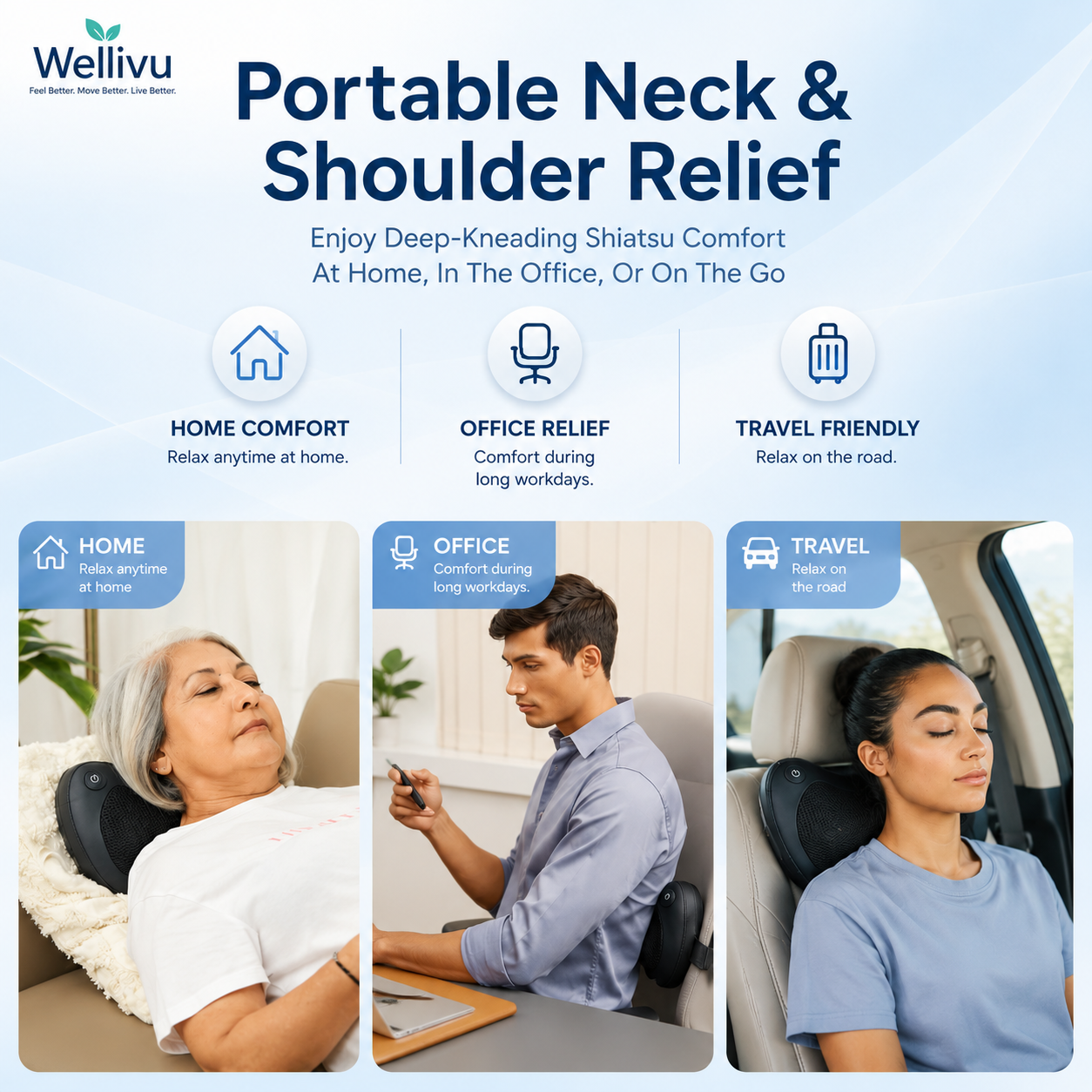 Wellivu™ Shiatsu Neck & Shoulder Massager With Heat