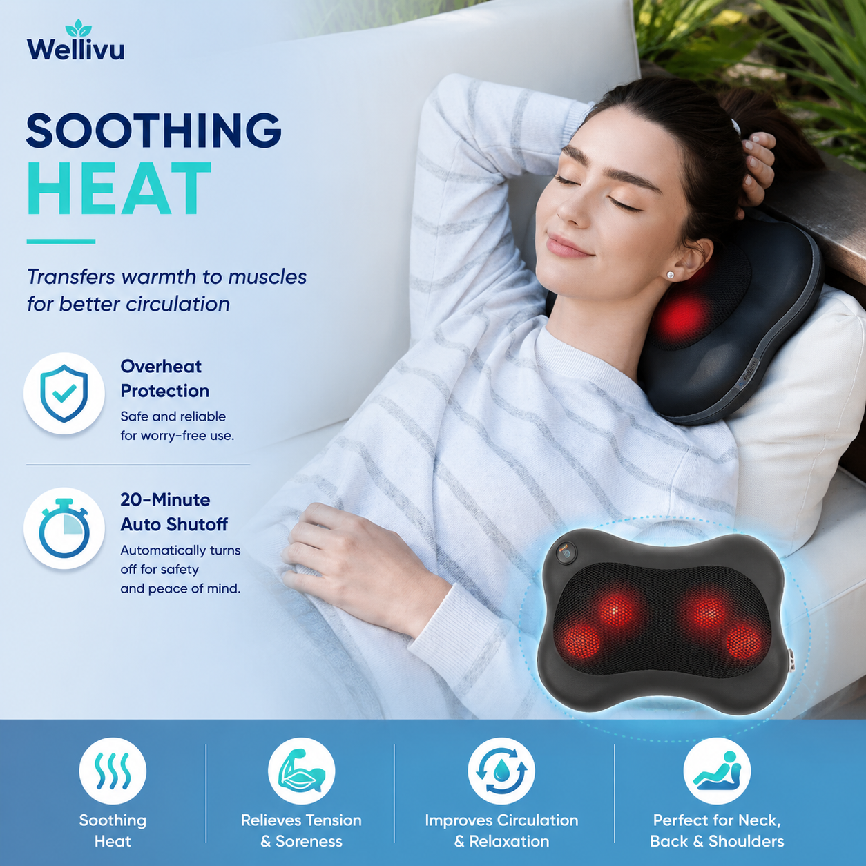 Wellivu™ Shiatsu Neck & Shoulder Massager With Heat